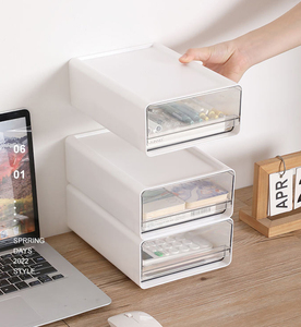 Cassettiera portaoggetti da scrivania, organizer per documenti e articoli vari, contenitore da scrivania per cosmetici, mobiletto impilabile per casa e ufficio - Product Image 3