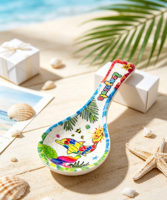 Maßgefertigter Tropischer Druck Keramik-Souvenir-Löffel Bahamas Lanzarote Meerestier-Mosaik Dekorativer Reise-Sammlerstück-Geschenklöffel