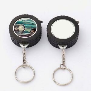 Mini Meter Tape Measurering Key Chains Portable Sublimation Keychain Blanks Custom Tire Style Personalize Tape Measure Key Rings - Product Image 2