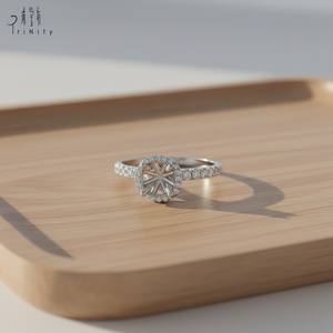 Anillo de Compromiso de Oro Sólido de 18k con Halo de Diamantes de Diseño Clásico, Anillo de Solitario con Diamante Natural Semi-Montado para Mujer, Proveedor de Hong Kong - Product Image 4