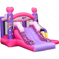6 en 1 rose princesse gonflable videur grand ballon fosse basket-ball cerceau PVC saut toboggan pour enfants jardin centre commercial fêtes