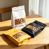 Sachet Doypack Personnalisé en Papier Kraft à Huit Soudures Latérales, Anti-humidité, avec Fenêtre Transparente et Fermeture Zip Refermable pour Noix, Thé, Grains et Snacks