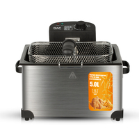 Friteuse RAF R.5249 2000W 5L à triple panier, corps en acier inoxydable, 4 éléments chauffants, contrôle de la température, appareil de cuisine