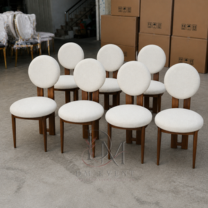 Modern Round Upholstered Back Stainless Steel <b>Dining</b> <b>Chair</b> with White Cushion for Hotel and Wedding Events Wholesale Seating - Product Image 2
