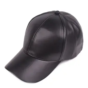 女男帽PU皮革棒球帽遮阳板实心男嘻哈帽户外太阳帽可调运动帽