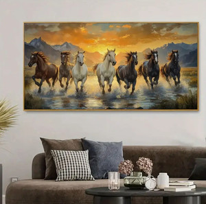 Grande décoration murale pour salon, chevaux au galop, impressions sur toile, décoration intérieure, peinture, image, décoration murale de chambre à coucher, cadeaux - Product Image 1