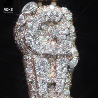 Colgante de Letra Personalizada con Diamantes de Laboratorio VVS en Oro de 9K-18K, Corte Pera y Redondo, Joyería Hip Hop, Certificado IGI