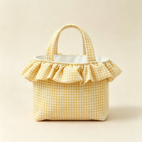 Sac fourre-tout rose à carreaux avec volants, organisateur de couches portable pour poussette, sac de rangement léger pour poussette de bébé