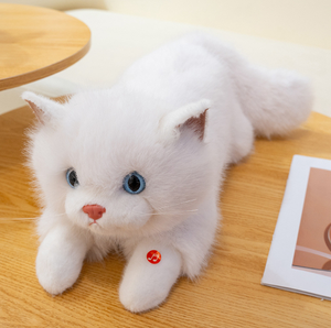 Giocattolo musicale gatto farcito educazione bambino peluche emulazione gatto bianco giocattolo elettronico personalizzato - Product Image 1