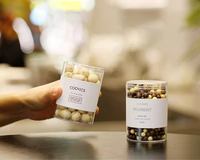 Petite boîte cadeau ronde en plastique recyclable transparente pour cadeau de mariage, emballage personnalisé pour bonbons et biscuits