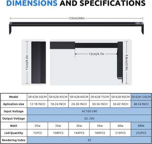 Lámpara Profesional Seaoura SR-628 de Aleación de Aluminio para Pecera, Luz de Espectro Completo con Modo de Luz Diurna y Lunar 24/7 para Plantas de Acuario - Product Image 6