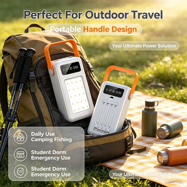 New Model Solar Power Bank With Detachable 4 Built in Cables 6 Devices Simultaneous Charge LED for Outdoor Camping Travel