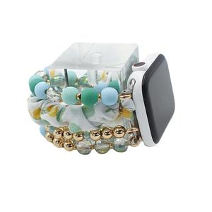 Pour iwatch 6 5 4 3 2 <span class=keywords><strong>SE</strong></span> 38mm 42mm <span class=keywords><strong>40mm</strong></span> 44mm <span class=keywords><strong>Bracelet</strong></span> de remplacement pour femmes chouchou élastique perles <span class=keywords><strong>Bracelet</strong></span> de montre - Product Image 6