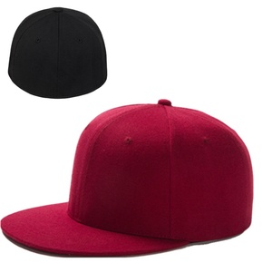 New Products Wholesale Custom Blank Black <b>Flat</b> Brim Closed Back Sports Plain Fitted Snapback <b>Caps</b> - Product Image 1