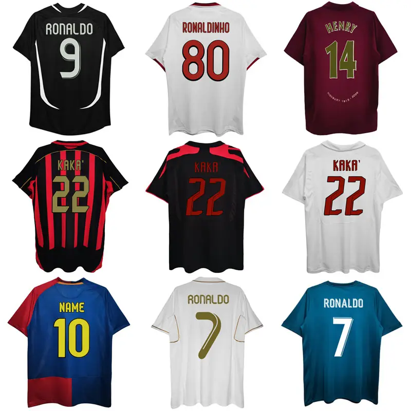 Camiseta retrô de alta qualidade para futebol, camisa vintage Ronaldo #7 para homens, camisa de clube de futebol