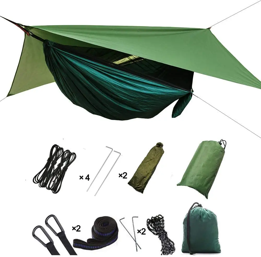 Woqi-Double Lightweight Camping Hammock, Outdoor Hammock с Mosquito Net, Swings Strap Hook