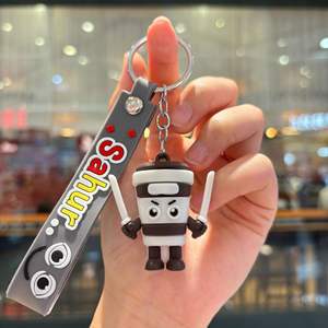 Porte-clés en PVC amusant et écologique, style dessin animé abstrait Shanghai Jing, pour étudiants, en boîte surprise, cadeau - Product Image 4