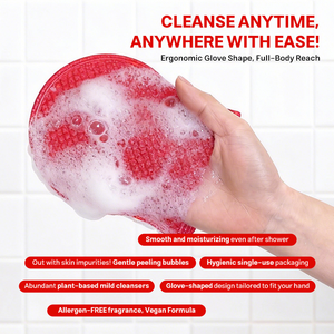 Guante Exfoliante Corporal Desechable de Marca Privada OEM, Sin Enjuague, <span class=keywords><strong>con</strong></span> Jabón Incorporado, para Viaje - Product Image 3