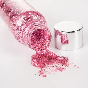 Marque privée Liquide Lâche Flash Poudre Shimmer Paillettes Crème Festival Visage Maquillage Corps Glitter Gel Pour Visage Cheveux Ongles Corps