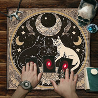 Nappe de tarot en flanelle et polyester, motif phases de lune, fleurs, soleil et 12 constellations, anti-poussière, carrée