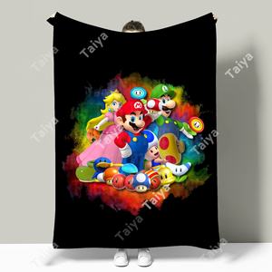 Couverture personnalisée avec nom de dessin animé, couverture <span class=keywords><strong>Super</strong></span> <span class=keywords><strong>Mario</strong></span> créative personnalisée, cadeau d'<span class=keywords><strong>anniversaire</strong></span> de bébé, <span class=keywords><strong>décoration</strong></span> de la maison - Product Image 1