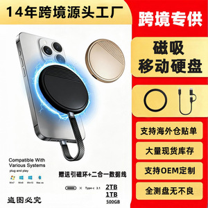Portable Solid State <b>Drive</b> 8TB 16TB Round Magnetic USB 3.1 Type C External <b>Hard</b> <b>Drive</b> White Gold Color - Product Image 2