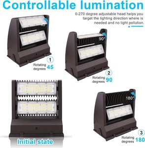 <b>LED</b> <b>Wall</b> Pack <b>Light</b> 40W Rotatable Adjustable 5000K 5500LM Outdoor <b>Dimmable</b> Area <b>Light</b> Fixture IP65 DLC 3-Year Warranty Auto - Product Image 5