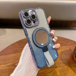 Nueva Funda Magnética para Teléfono con Brillantina y Diamantes de Imitación, Soporte Giratorio de 360 Grados, Cubierta con Espejo para iPhone 16 15 14 13 12 11 ProMax - Product Image 4