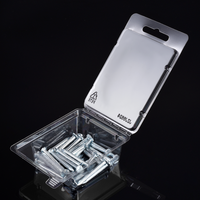Boîte d'emballage en PET transparent recyclé en gros avec trou euro, taille personnalisable en stock