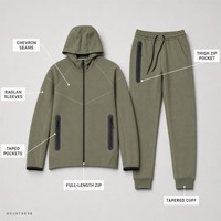 Ensemble de survêtement 2 pièces pour homme en nylon, veste zippée à col montant et pantalon de jogging color block avec passepoil contrastant, personnalisable en usine