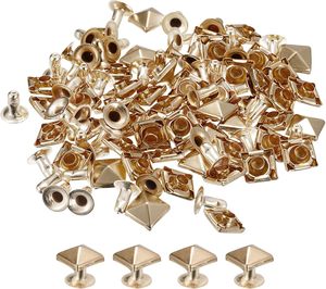 Juego de remaches de espiga piramidales de 1 mm, remaches rápidos, púas cuadradas, remaches punk para decoración de cuero, ropa, cinturones, bolsos, zapatos, color oro claro. - Product Image 1