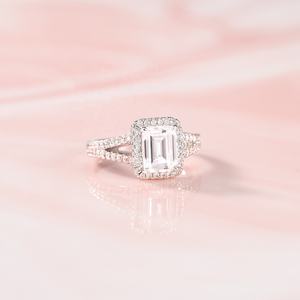 OAHLAN 2CT Bruidsringensets Smaragdgeslepen CZ Verlovingsringen Vintage Belofte Trouwringen Inlay Verguld Koper voor Vrouwen - Product Image 3