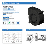 Kipas Blower DC 5V 12V 60x60x25mm dengan Bantalan Bola, Kipas Pendingin Mini OEM ODM untuk Robot, Anjing Robot, Printer 3D, Elektronik