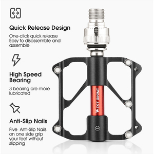 WEST BIKING-Pédales de vélo à 3 roulements CNC en alliage d'aluminium à dégagement rapide - Product Image 2