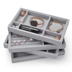 Ready to ship high end custom velvet insert jewelry tray organizer display jewelry