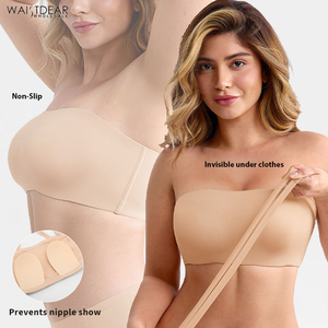 <span class=keywords><strong>Reggiseno</strong></span> Invisibile <span class=keywords><strong>Senza</strong></span> <span class=keywords><strong>Spalline</strong></span> per Donna, Copertura Totale, Traspirante, con <span class=keywords><strong>Coppe</strong></span> Rimovibili Push-up, Taglie Forti, Morbido e Antiscivolo - Product Image 1