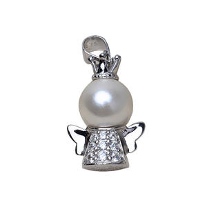 จี้เงินแท้ S925 รูปนางฟ้าสำหรับผู้หญิง งานแฮนด์เมด รูสำหรับไข่มุกขนาด 8-10 มม. อุปกรณ์ DIY สำหรับทำเครื่องประดับ กึ่งสำเร็จรูป 3302 อะไหล่เครื่องประดับ - Product Image 5