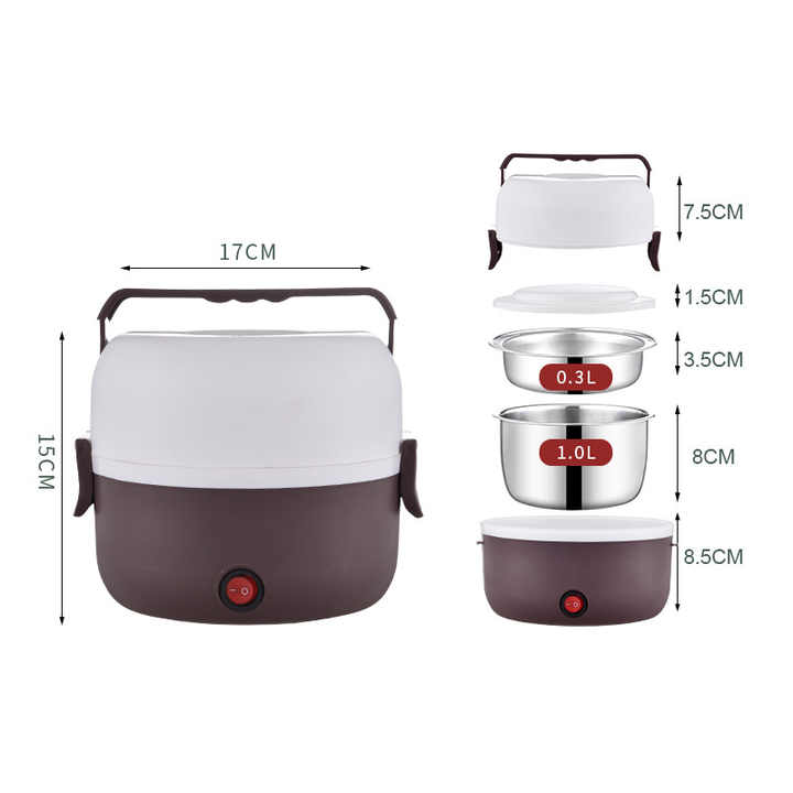 Low price car household three layer heating lunch box stainless steel