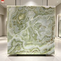 Dalle d'onyx vert afghan moderne translucide pour plan de travail de cuisine, îlot, lavabo de salle de bain, design mural et de sol pour salon
