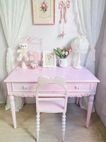 Coiffeuse rose sculptée de style français avec tiroir pour chambre à coucher