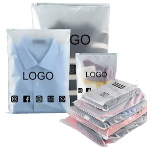 50PCS custom frosted zipper bags,high quality clothes plastic bag, Clothing  Packaging Bags with logo printed