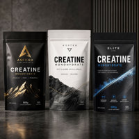 Sachet d'emballage vide pour poudre de créatine et de protéines, imprimé sur mesure, marque privée, sac de stockage en plastique pour nutrition sportive