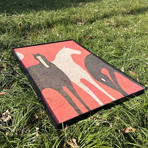 <span class=keywords><strong>Peinture</strong></span> sur liège animalière, cheval noir <span class=keywords><strong>et</strong></span> blanc, art mural encadré, écologique, durable, impressionniste, pour chambre à coucher, rectangle, cadeau, décoration murale - Product Image 2