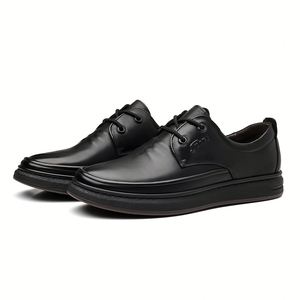 New Spring Collection Genuine Leather Business Casual Shoes for Men Thick Soled Lace up Loafers - Product Image 2