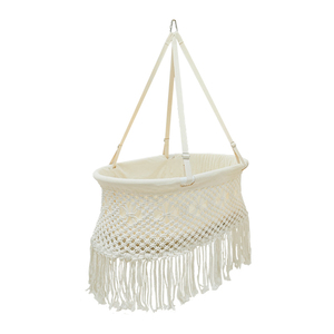 Hamaca de bebé de macramé bohemio moderno, cama Columpio de algodón tejida a mano para recién nacidos, cuna colgante para interiores y exteriores, dormitorio de Hotel - Product Image 1