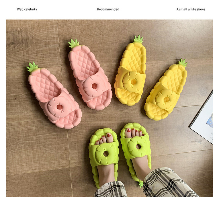 Cute Pineapple Slippers for Women Slides Sandals Ladies Shoes Cartoon Bath Slipper Wholesale