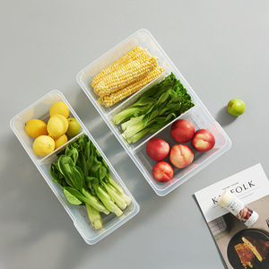 Fridge Organizer Storage Boxes With Dividers Transparent Rectangle Food Fruit Vegetable Container For Refrigerator - Product Image 4