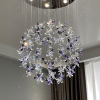 Lustre suspendu pour hôtel et restaurant, décoration en cristal, fleurs, télécommande, plafond, luxe moderne pour salon