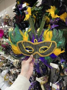 <span class=keywords><strong>Masque</strong></span> en dentelle et plumes vénitien personnalisé en gros sur bâton pour mariage, fête, déguisement, cosplay, carnaval, événements et fournitures - Product Image 3