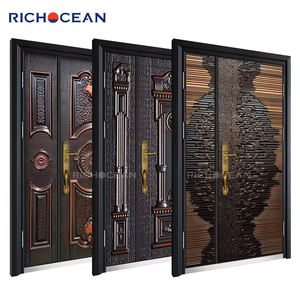 <span class=keywords><strong>Puerta</strong></span> Principal de <span class=keywords><strong>Entrada</strong></span> Exterior de Metal con Relieve, Personalizada por la Fábrica Richocean de Foshan, con Cerradura - Product Image 3